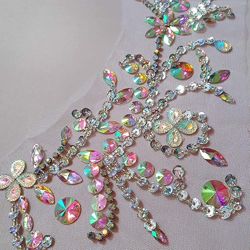 Miniatura 3 de Coser en diamantes de imitación de boda nupcial espalda apliques parches de costura para bricolaje disfraz ropa decoración de vestidos (AB)