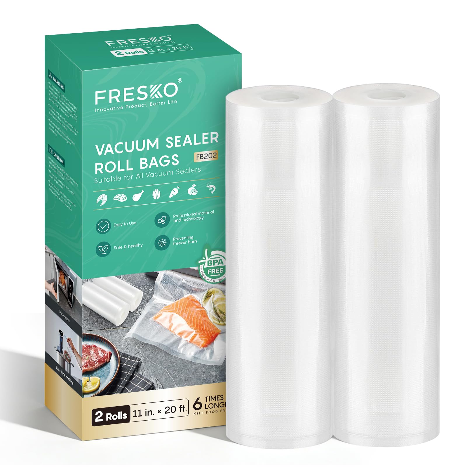FRESKO Vacuum Sealer Bags Rolls 2 Pack