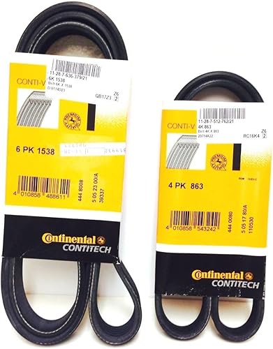 Cinturones BMW: alternador-bomba de agua-correa de dirección eléctrica + correa de A/C OEM Contitech