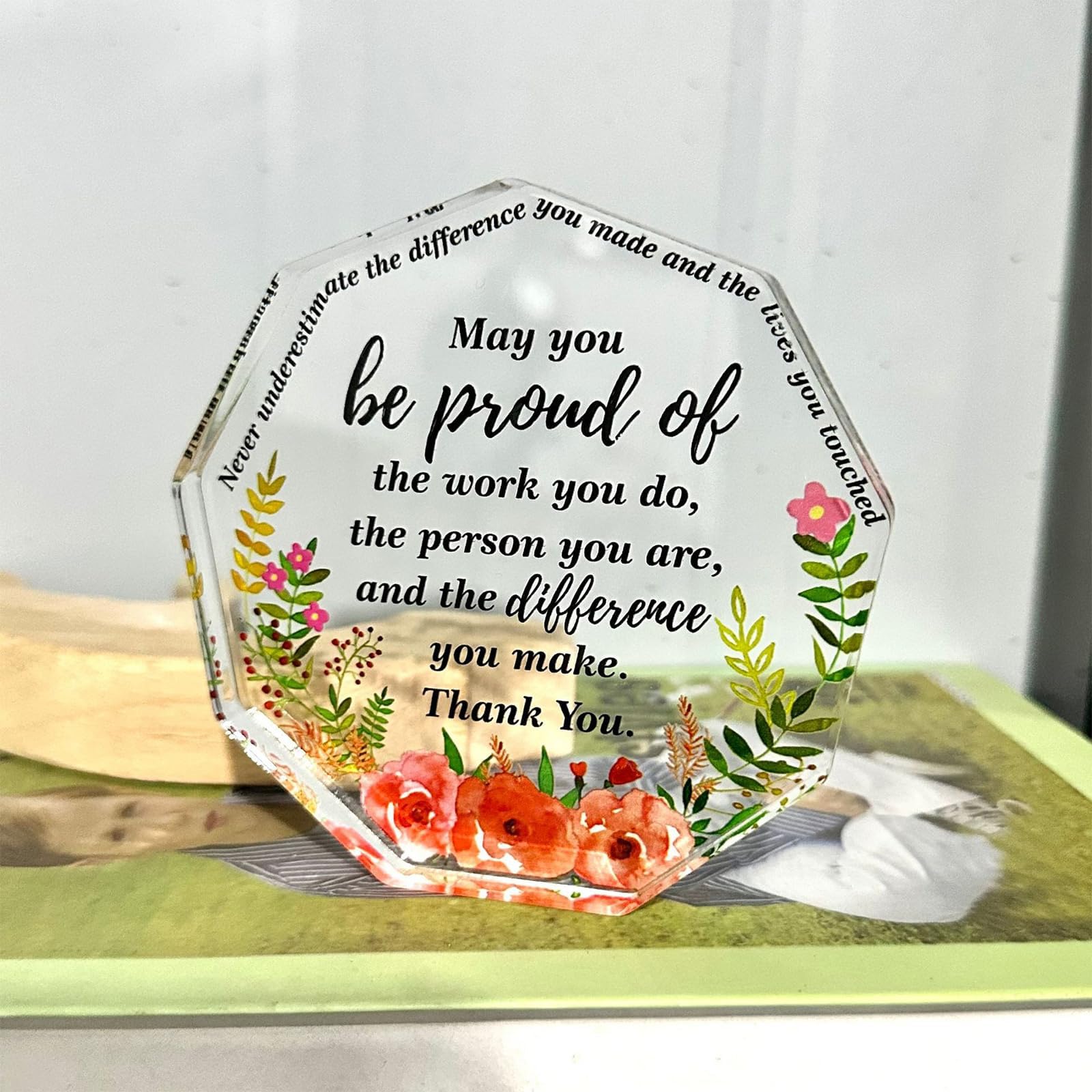 witfox Thank You Present for Women Inspirational Gifts Coworker Gifts Office Gift Job Gifts Farewell Gift Appreciation Gifts for Friends Teacher Keepsake (Nonagon)
