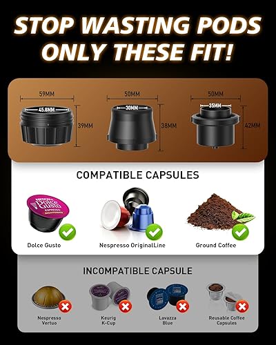 Miniatura 7 de Cafetera portátil para viajes, máquina de café expreso autocalentable con USB-C, pantalla LED, 20 bares, compatible con café molido y cápsulas (NS y