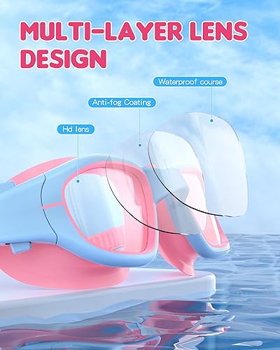 Miniatura 3 de Gafas de natación para niños, gafas de natación para niños de 6 a 14 años, antivaho con protección UV para niños y niñas