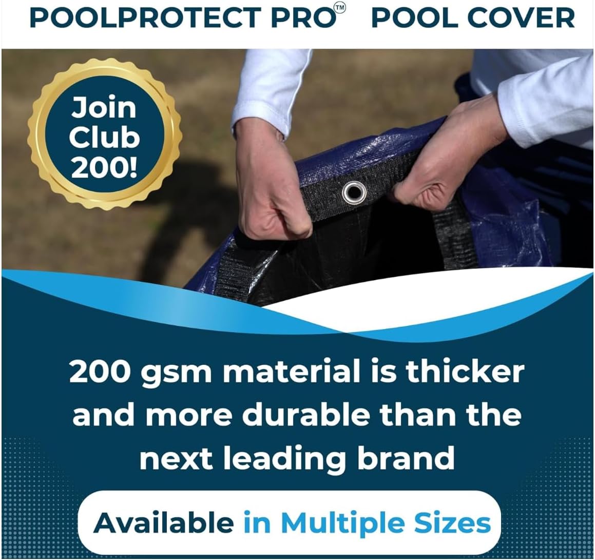 Winter Pool Cover 24 ft Round for Above Ground | 10% Thicker | Ultra Thick & Durable Above-Ground Pool Cover | PoolProtect Pro Premium Cold- and UV-Resistant Pool Cover | by Protectera (Blue, 24ft)