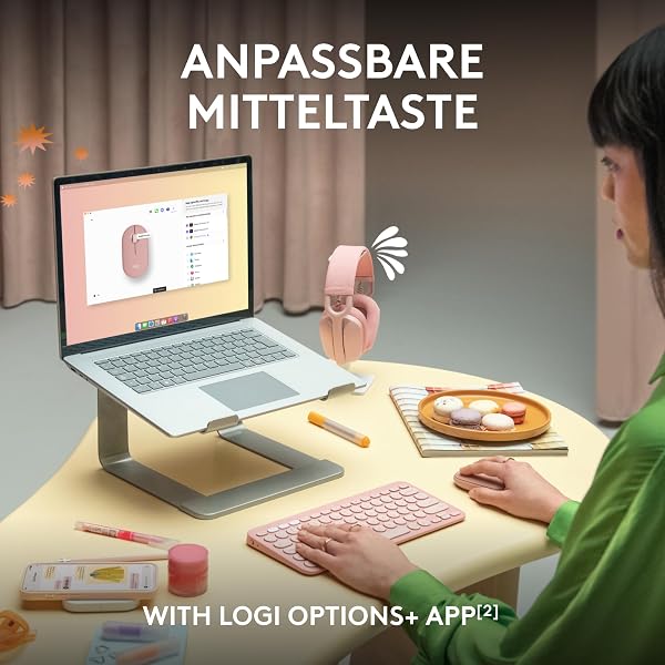 Logitech Pebble Mouse 2 M350s schlanke kabellose Bluetooth-Maus, mobil, leicht, anpassbare Taste, leise Klicks, Easy-Switch für Windows, macOS, iPadOS, Android, ChromeOS - Grafit - 4