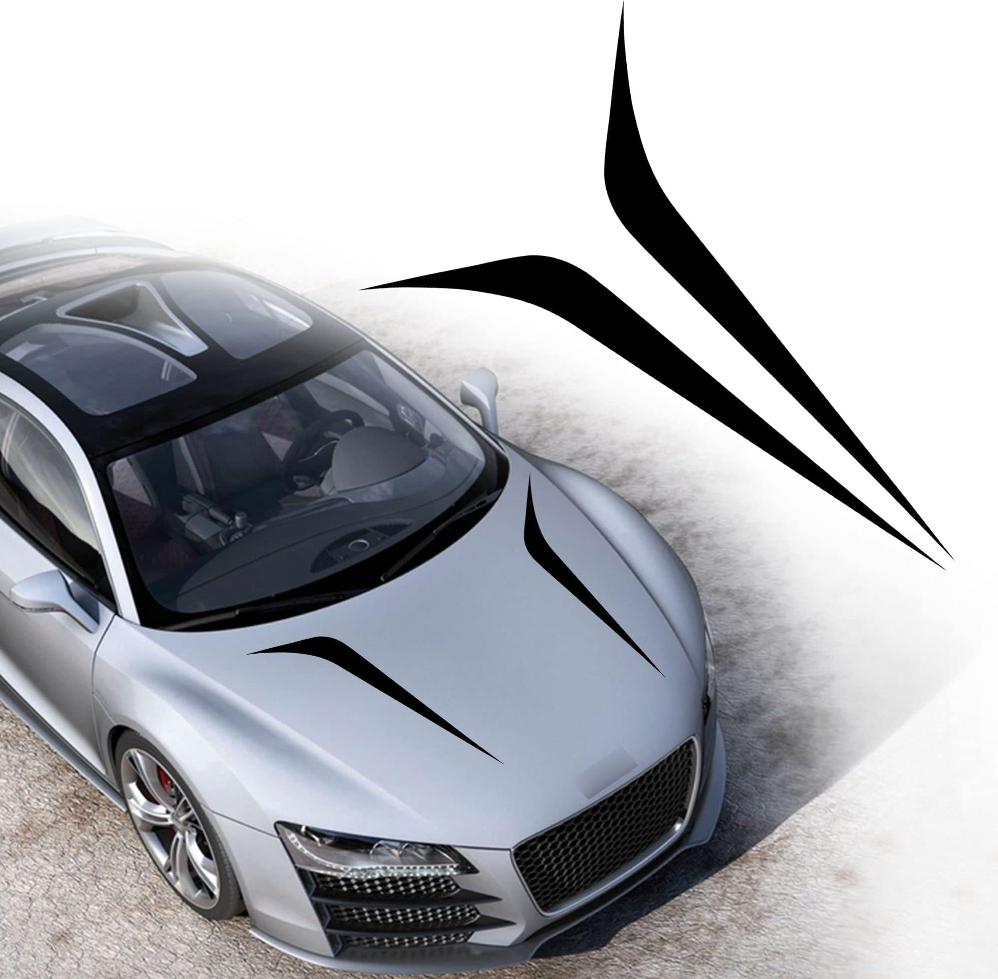 TOMALL 2pcs 39" Car Hood Stripe Sticker for Auto Racing Sport Body Side Skirt Roof Hood Bumper Stripe Decal Universal Vinyl Modified Decoration for SUV Off-Road Vehicles (Black)