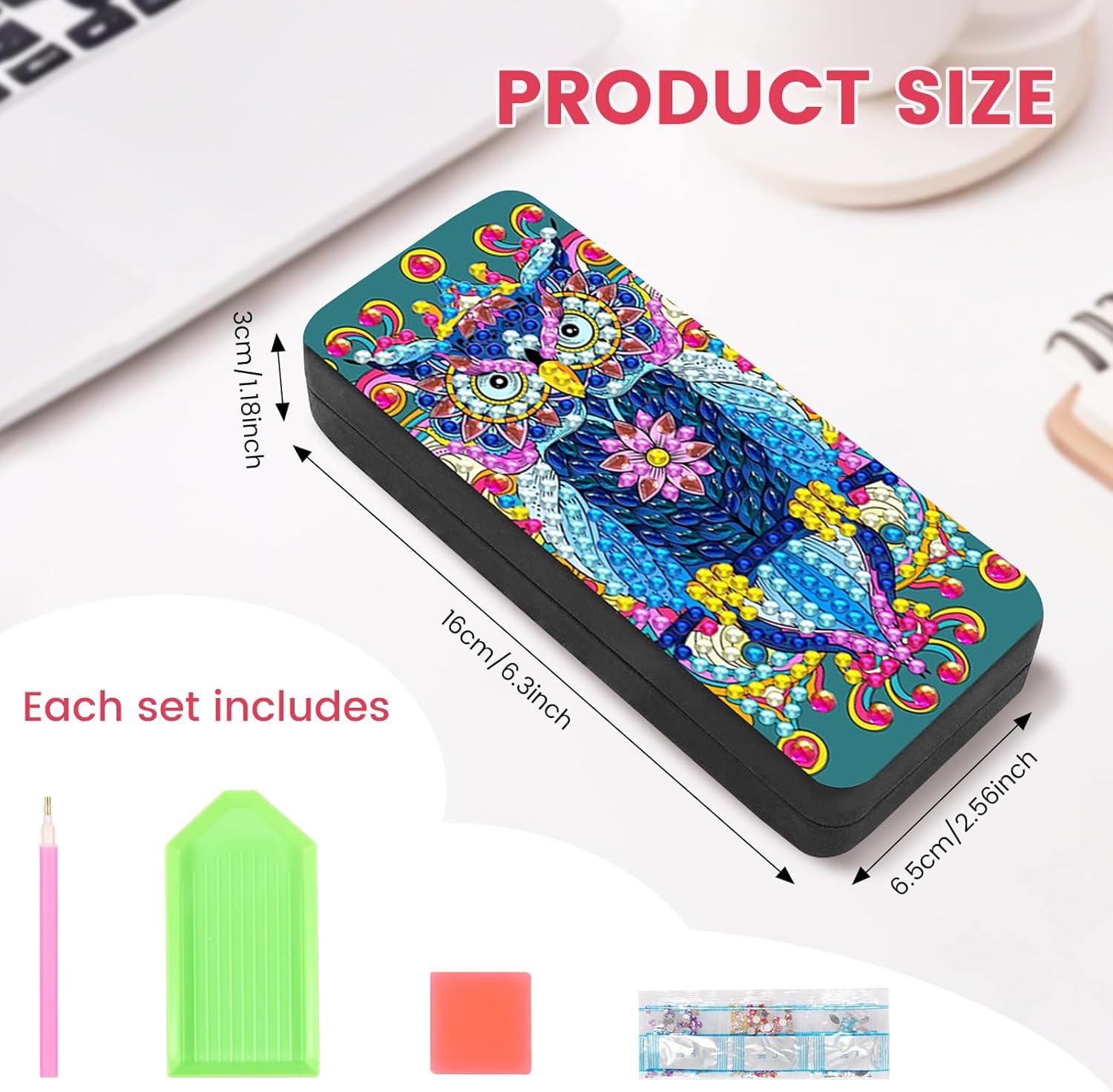 4Pcs PU Leather Diamond Art Kits Eyeglass Case, Unique DIY Diamond Sunglasses Case with Soft Lining, Gem Art Paint by Diamonds Dots for Beginner Craft Lover Women