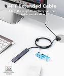 Aceele 10Gbps USB Hub 3.2 with 2 USB A & 2 USB C 3.2 Ports, USB 3.2 Splitter with 4Ft Extension Long Cable Cords, Aliuminum Multiple USB Extender for Laptop, PC, PS4/5, Hard Drive and More