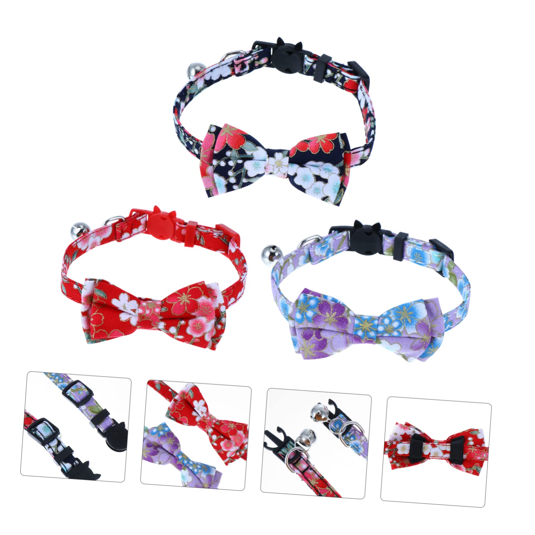 Mipcase 9pièces Collier pour Chat Réglable avec Clochette Et Nœud Fleurs De Parfait pour Animaux De Compagnie Lors des Fêtes Et Événements Spéciaux