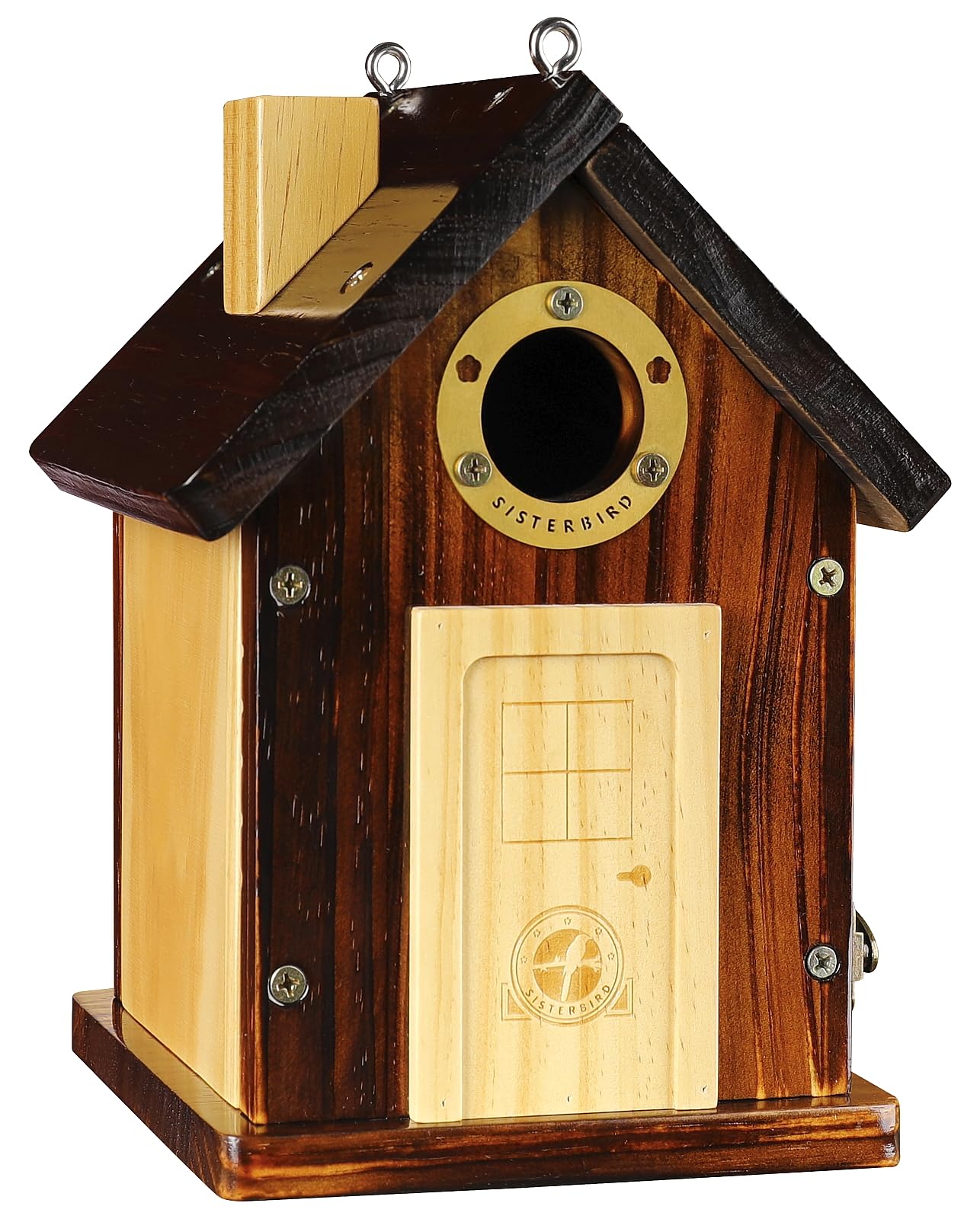 SISTERBIRD Bluebird Houses for Outside, Premium Bird Houses for Outside, Wooden Cabin Birdhouses for Outdoors, Weatherproof Courtyard Decorated