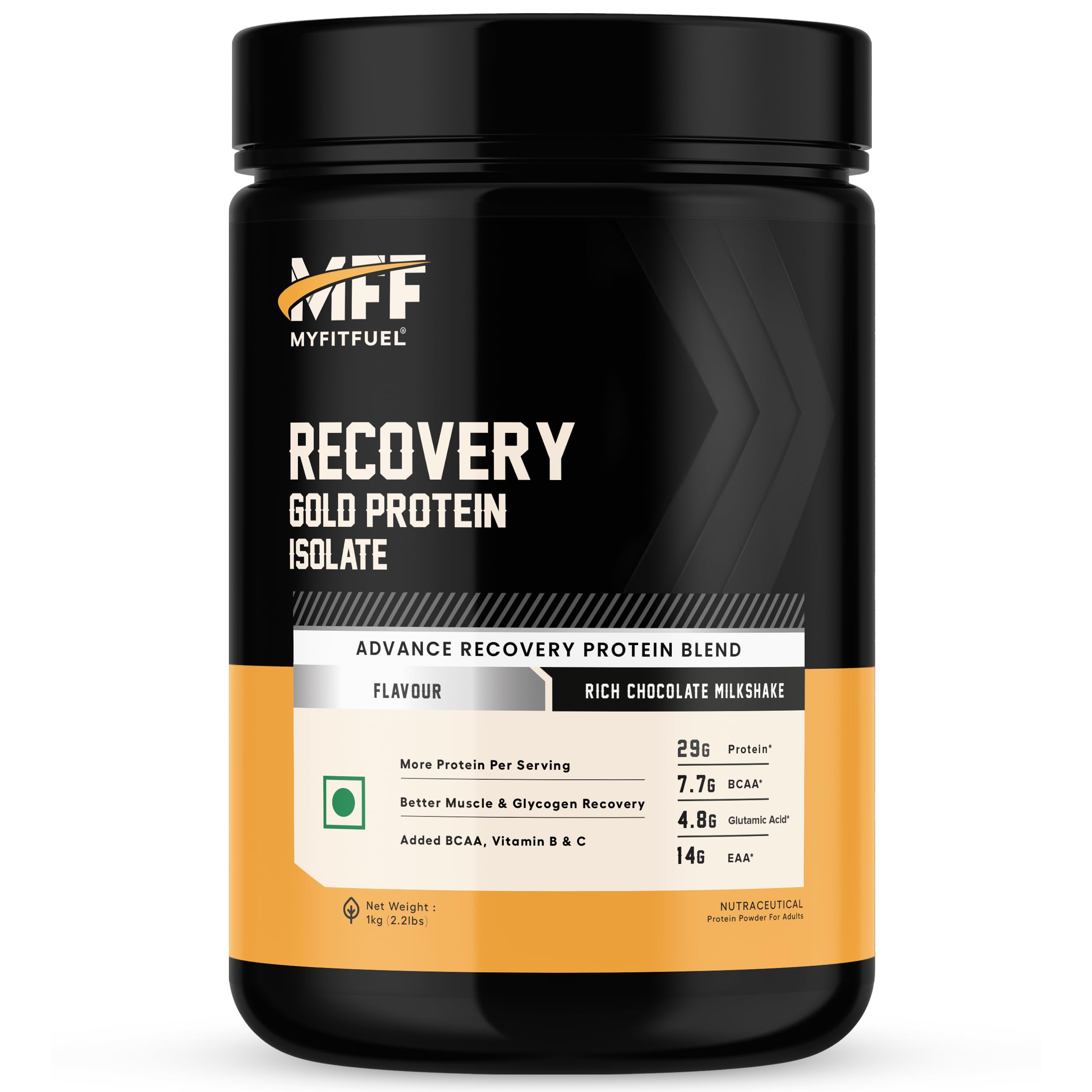 MyFitFuel MFF Recovery Gold Protein- 1 Kg (2.2 lbs) Rich Chocolate Milkshake