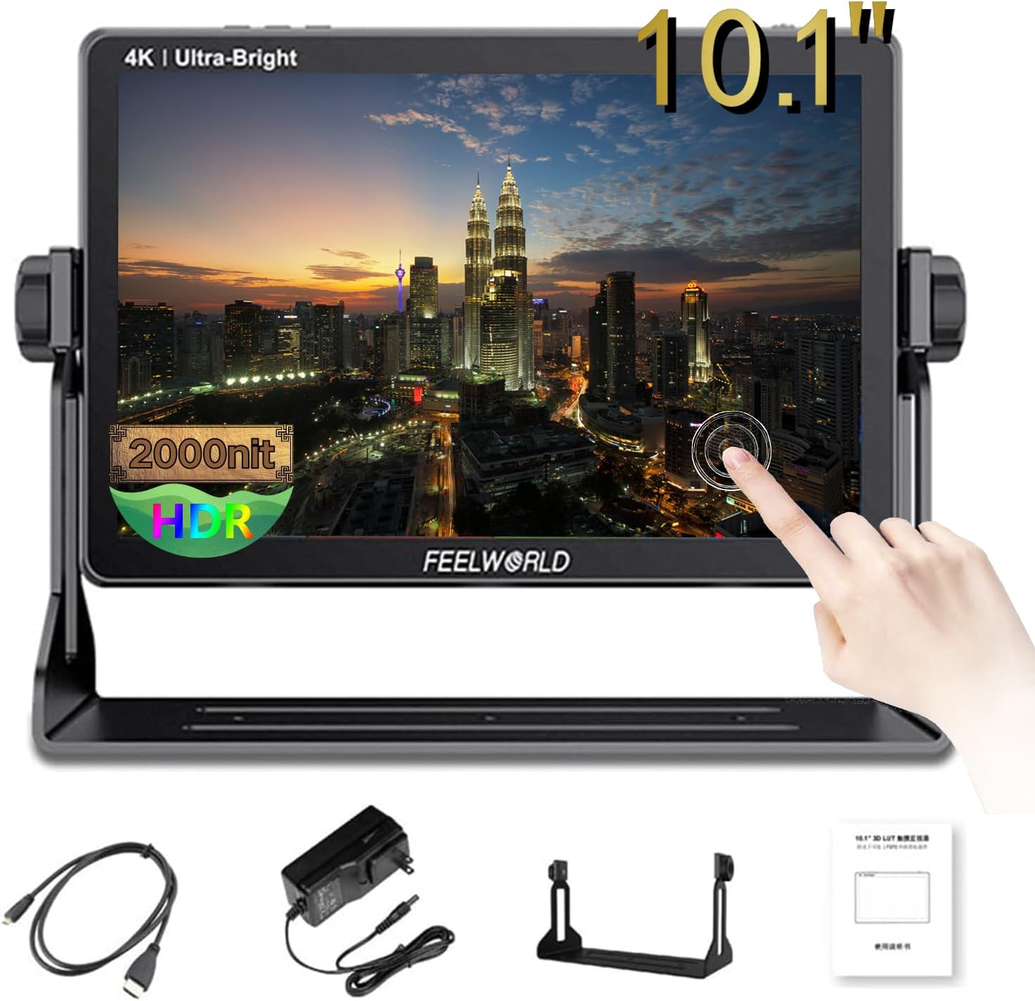 – Feelworld LUT11S Camera Monitor 10.1 Inch TouchScreen DSLR Camera Field Monitor Ultra Brightness 2000nit, 3G-SDI 4K HDMI Input Output 1920X1200 IPS Panel Compatible with DJI (SDI and HDMI)