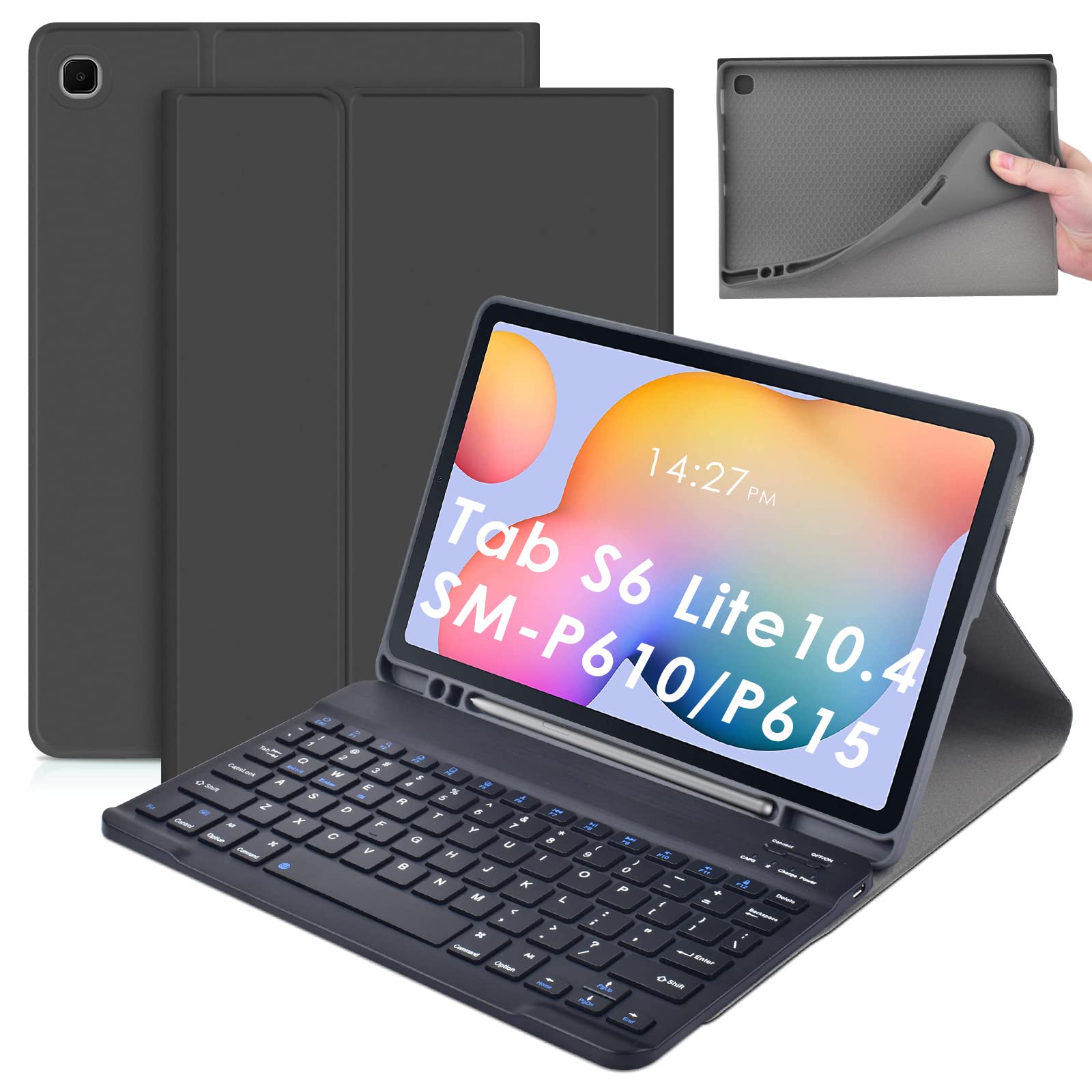 DETUOSI Wireless Bluetooth Keyboard Case for Samsung Tab S6 Lite 10.4" 2020 [SM-P610/P615] Tablet #Black Case + Black Keyboard (B09J2QP1WV) Amazon Price History, Amazon Price Tracker