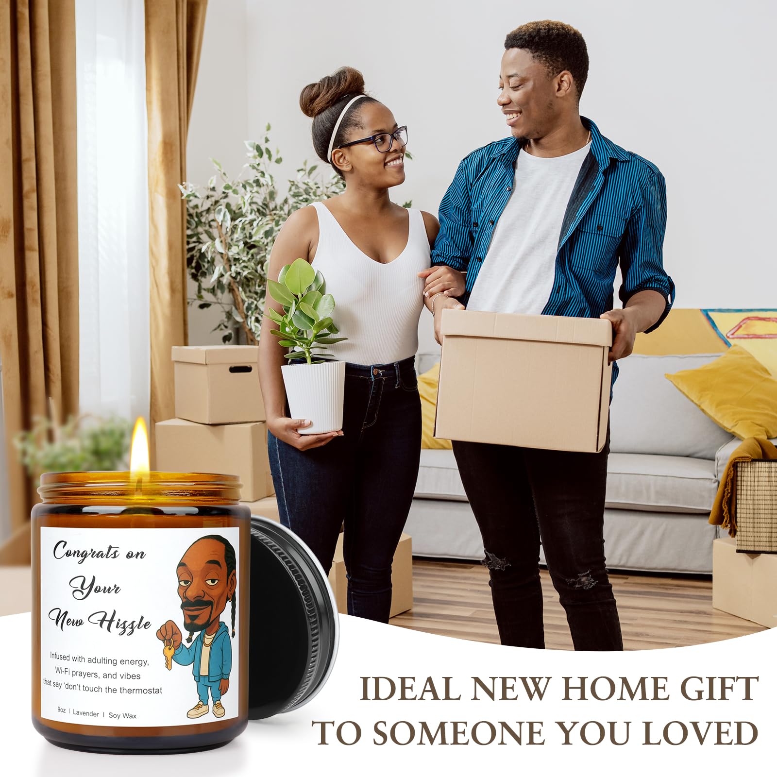 Funny Housewarming Gifts New Home - Lavender Scented Candle Gift for Women & Men, Housewarming Decorations, First Apartment Essentials, Closing Gift for Home Buyers, Congrats on Your New Hizzle