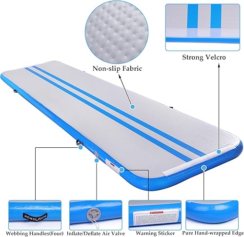 Miniatura 3 de ROMELANDS Colchoneta inflable de gimnasia para gimnasia de 4 pulgadas de grosor, tapete de entrenamiento con bomba de aire eléctrica para el hogar,