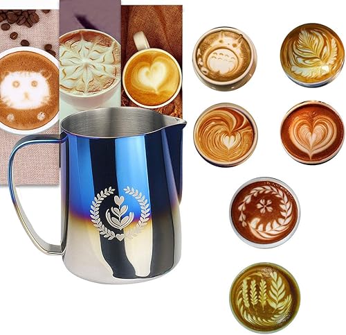 Miniatura 6 de SIPLIV - Jarra de acero inoxidable, 11.8fl oz, jarra para espumar de leche, color verde