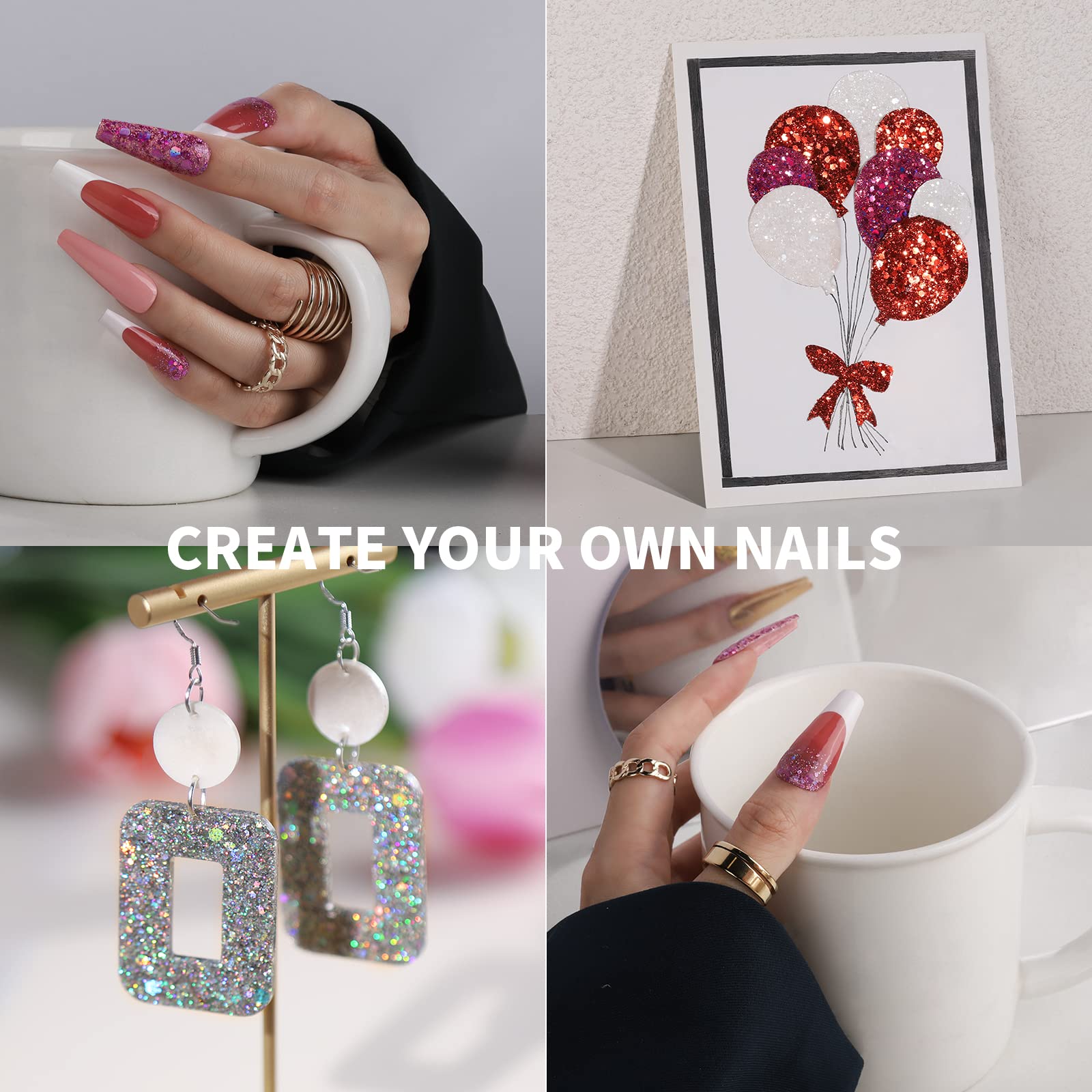 32 Pots Chunky Holographic Glitter, FANDAMEI Reflective Body Glitter for Eyes Face Cheek Hair Nails Lips, Festival Cosmetic Glitter Sparkle for Resin Wax Melts Crafts Decoration in Christmas Party