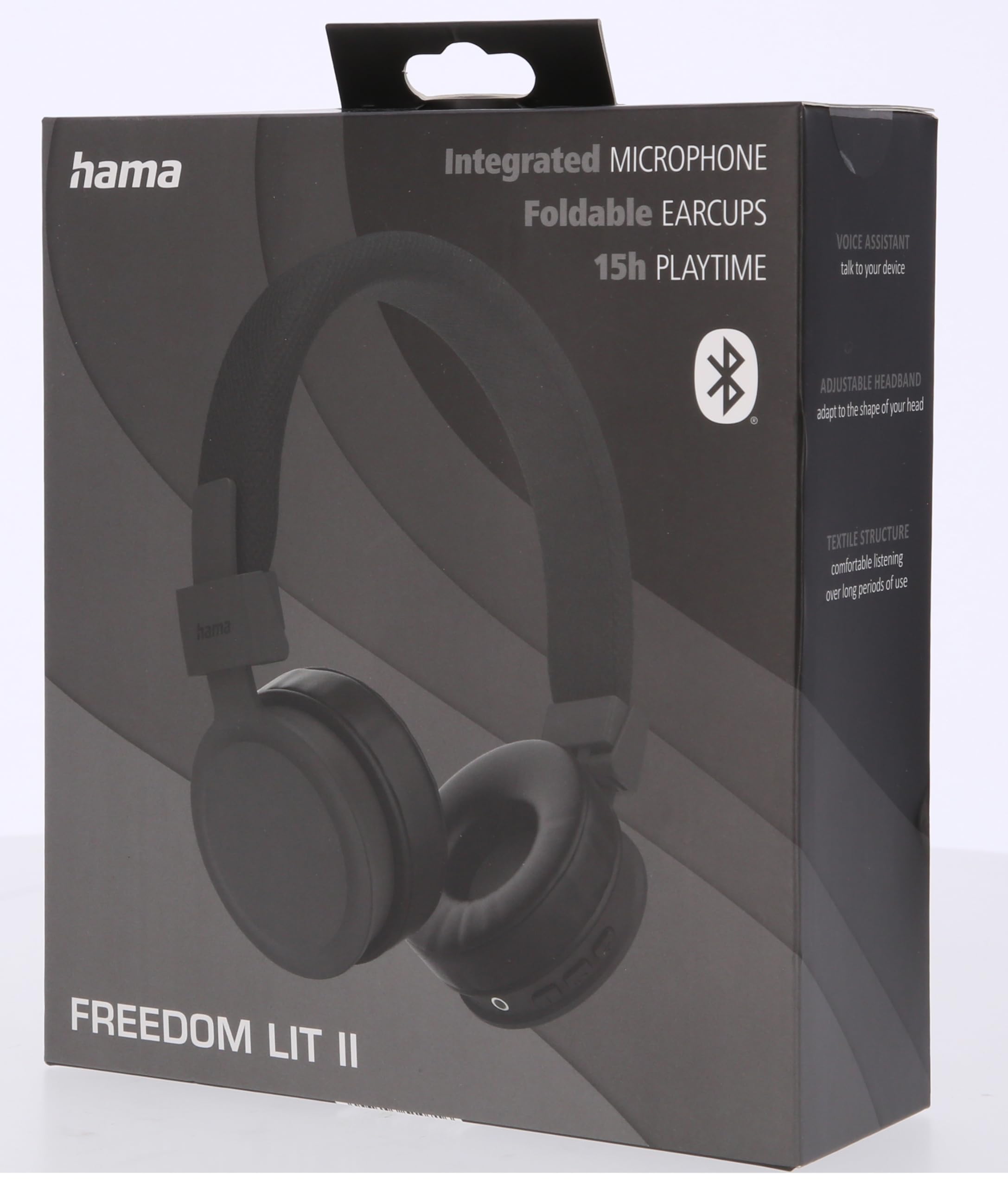 HAMA | Zestaw słuchawkowy Bluetooth Freedom Lit II (Bezprzewodowy, składany z mikrofonem, kompatybilny z asystentem głosowym, trwała bateria) kolor czarny