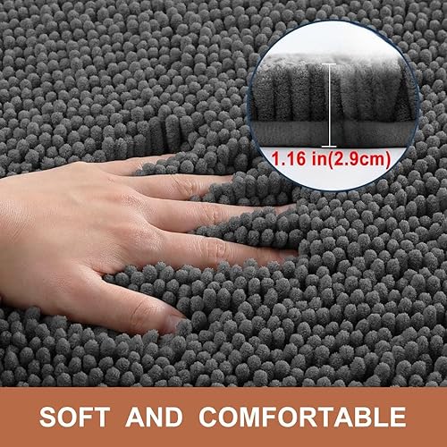 Miniatura 5 de Alfombras de baño de felpilla extrasuaves y absorbentes, antideslizantes, de secado rápido, lavables a máquina, tapetes para baño para suelo de