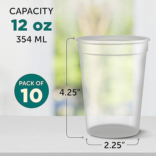 Miniatura 67 de Vasos de plástico desechables personalizados de 12 onzas. Juego de 10, paquete personalizado a granel, perfecto para verano, eventos deportivos