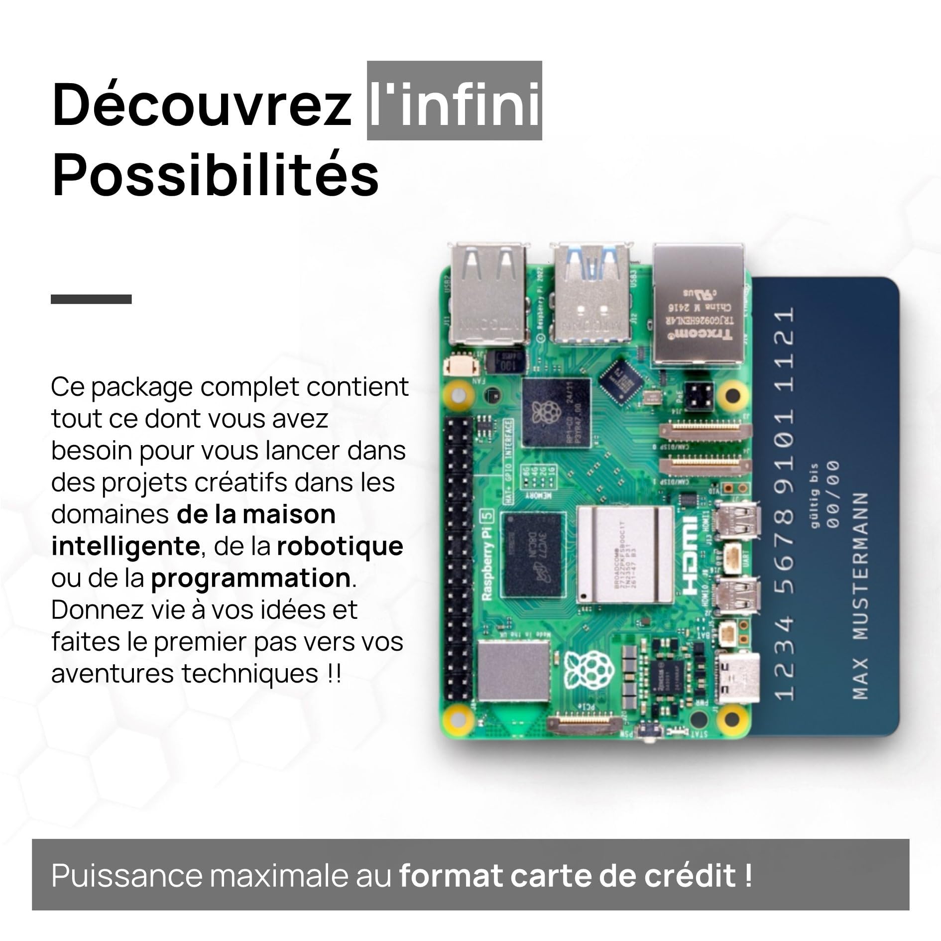 db-tronic Raspberry Pi 5 4 Go Cooler Kit | Édition 64 Go | Alimentation 27 W | Boîtier Airflow | Refroidissement Actif | Micro HDMI | idéal pour Home Assistant et Le Smart Home