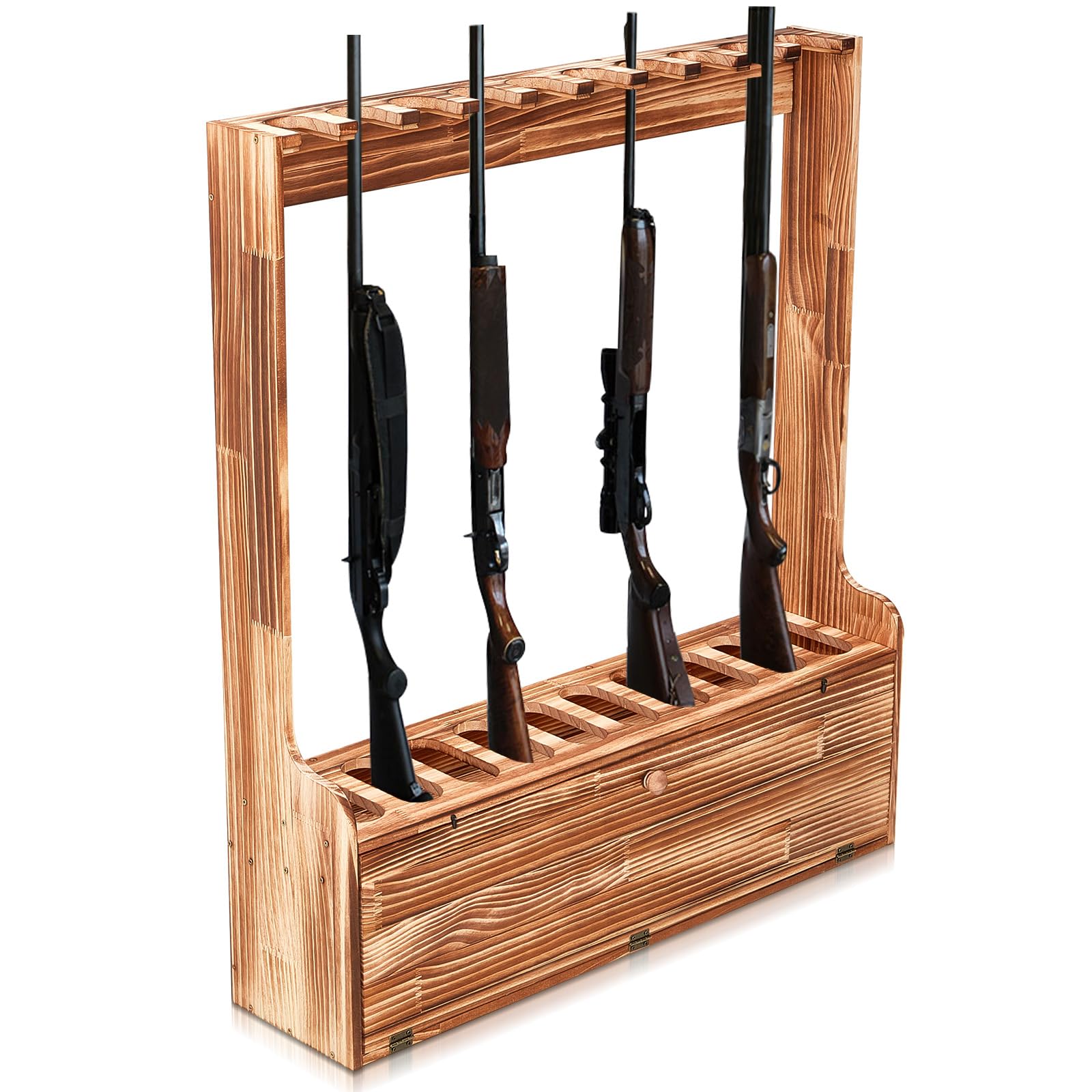 Snapklik.com : Soaoo Gun Racks Holds 10 Long Guns Wooden Rifle Rack ...