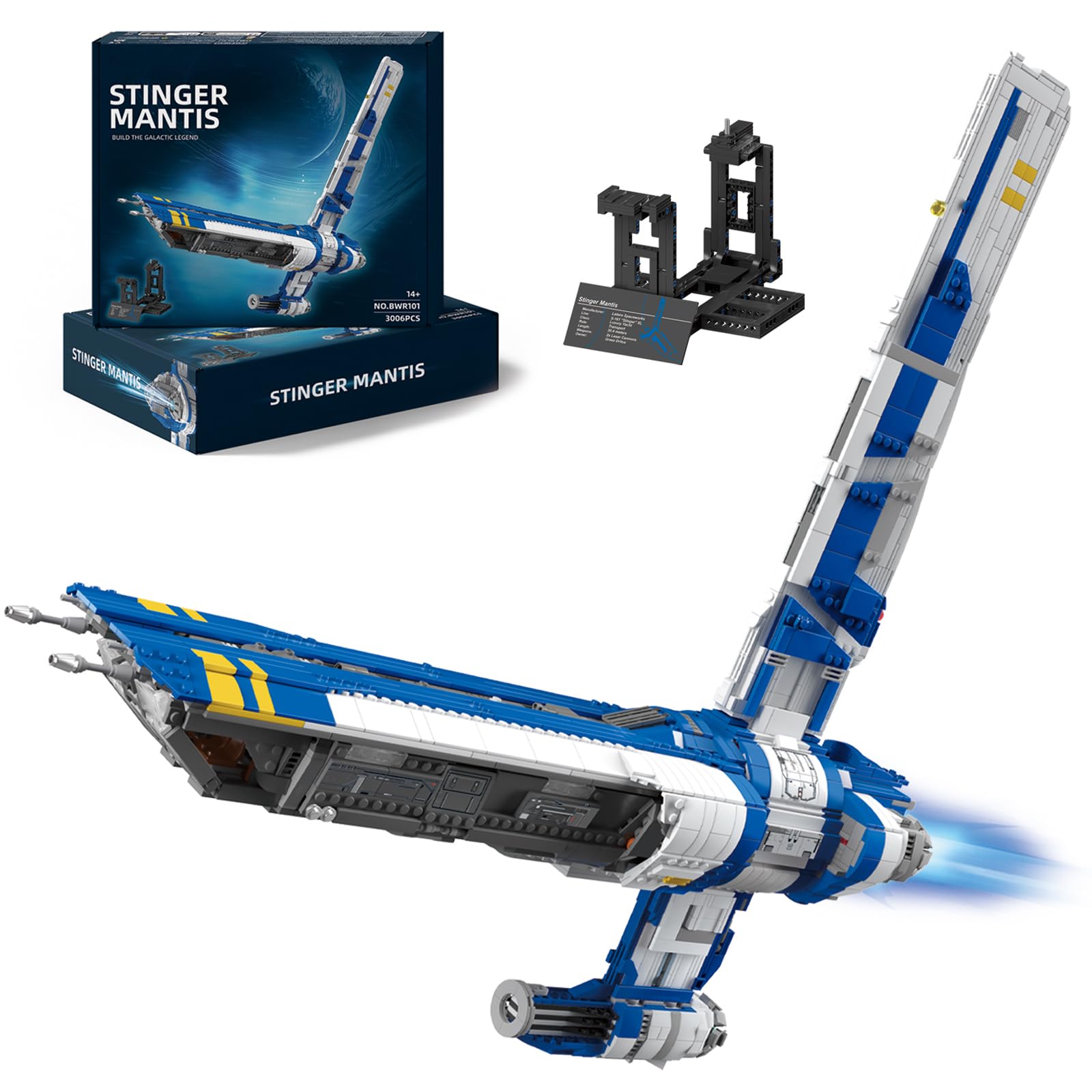 Space Wars Klemmbausteine Raumschiff Set für Erwachsene Männer | 3006 Teilen, Drehbare Rückenflosse, Flugzeug Modell, Geschenk Sammlung, BWR101
