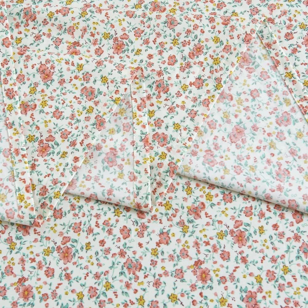 DAUAOTO Cotton Sheets Set Twin XL Printed Bedding Sets, Up to 14" Deep Mattress, Pink Ditsy Floral Pattern Bedlinen for Twin Extra Long Bed - Image 6