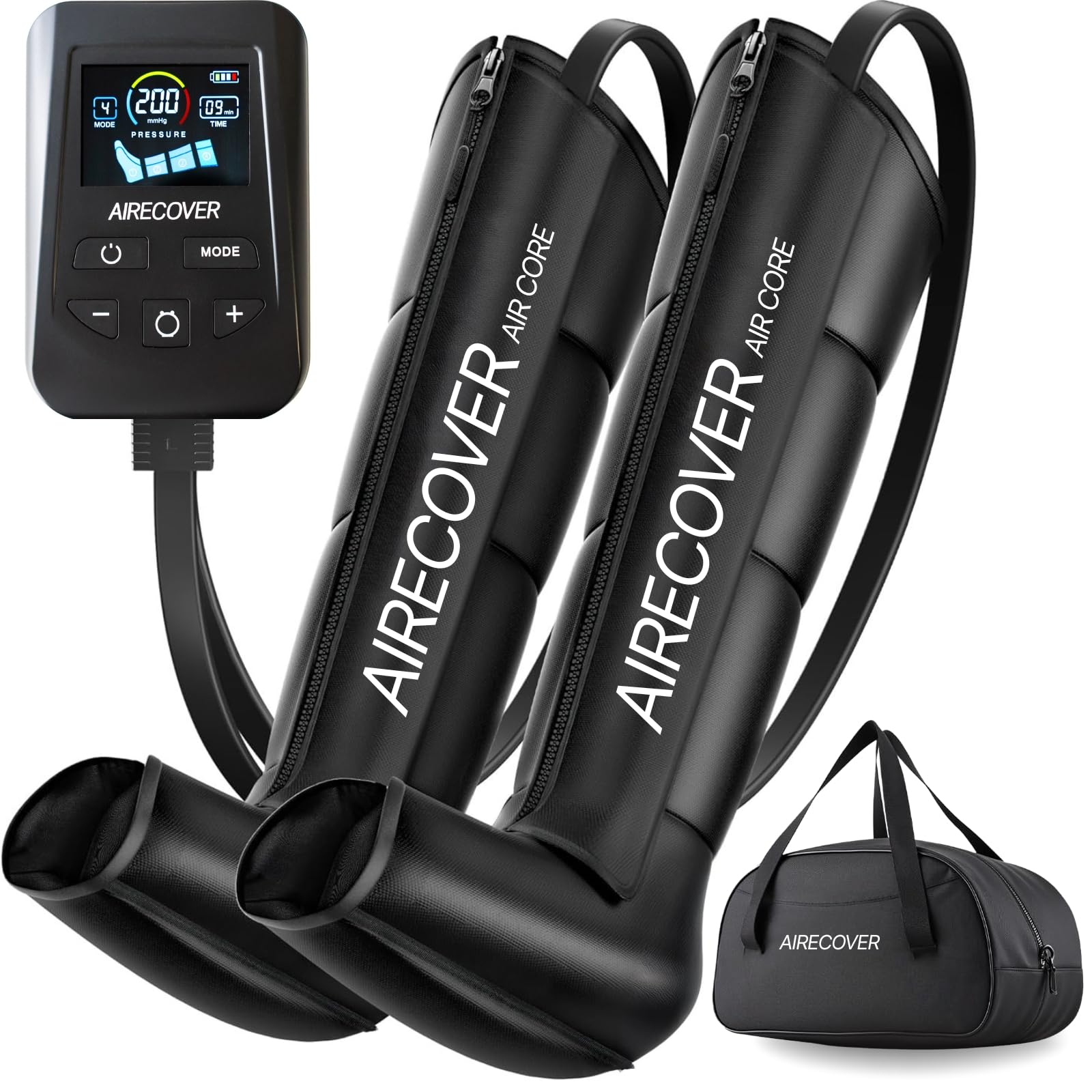 Massager de Pressothérapie pour Jambes Lourdes, Bottes de Compression d’Air pour Drainage Lymphatique & Récupération, contre la Rétention d’Eau & le Retour Veineux, Sans Fil Rechargeable (M:160–175cm)
