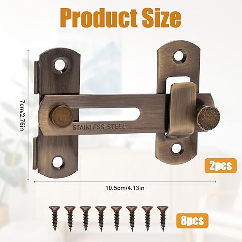 Miniatura 2 de 2 cerraduras de puerta de granero, pestillo de puerta corrediza de acero inoxidable, cerraduras y pestillos de puerta abatible de 180 grados,