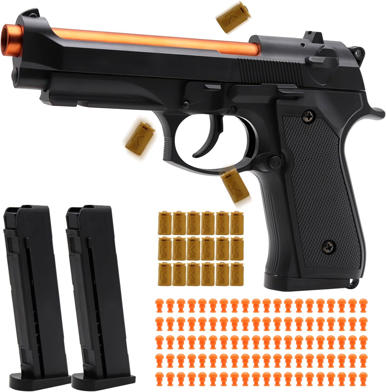 Shell Ejecting Soft Bullet Toy Gun - 26-32FT Range, 2 Modes (Shooting & Fidget) with 2 Magazines, 18 Shells, 120 Foam Bullets - Safe Fun Idea Gifts for Brithday Christmas Halloween