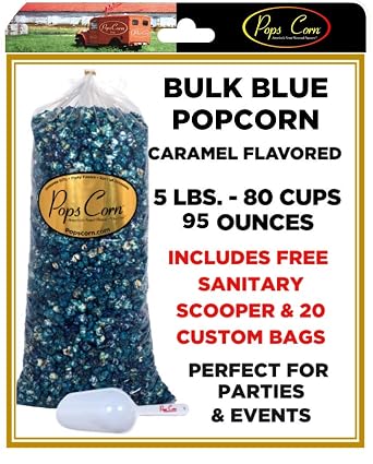 الفشار الأزرق! Gourmet Its a Boy-BULK/WHOLESALE -5 رطل -80 كوبًا - مغرفة صحية خالية من 95 أونصة و20 حقيبة هدايا متضمنة!