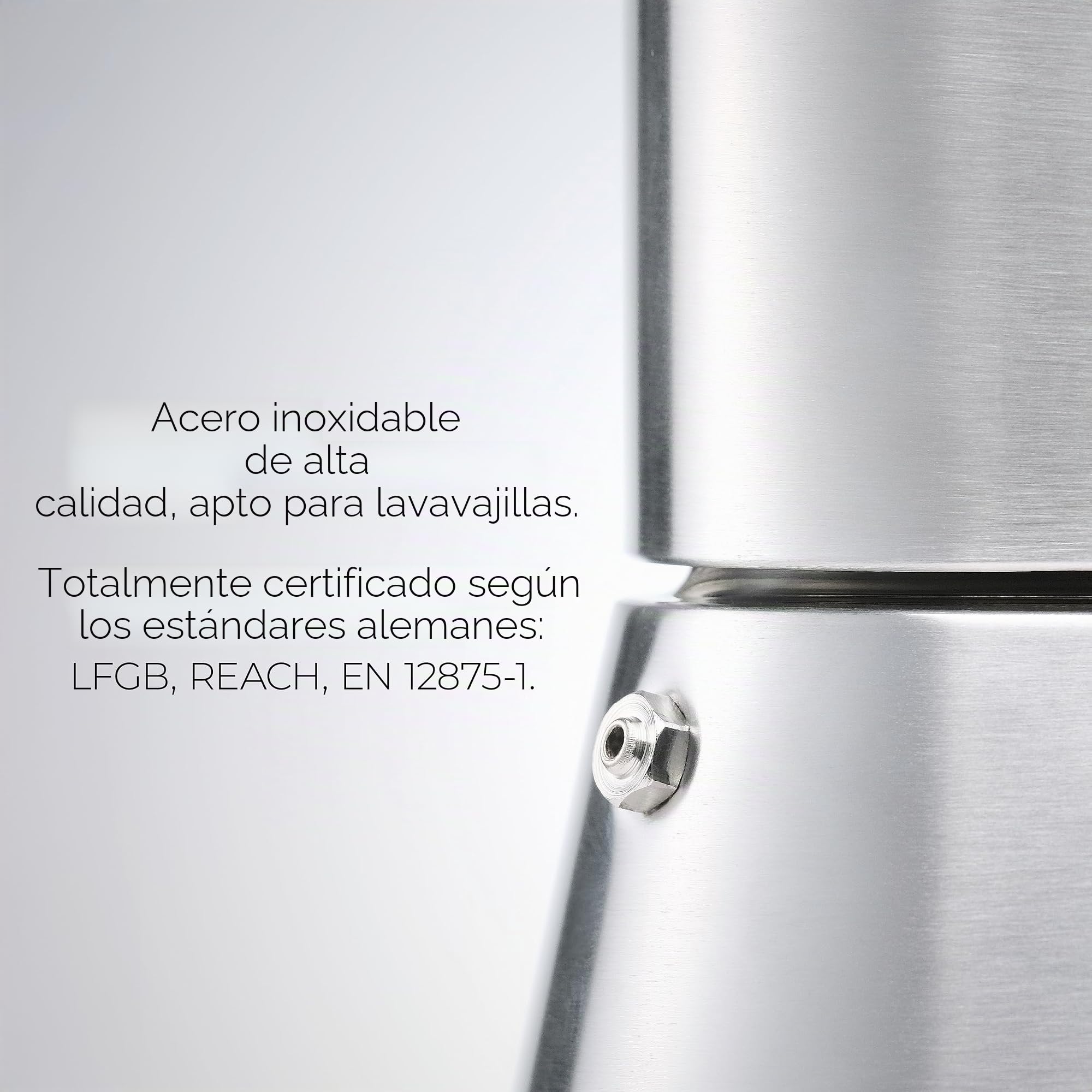 NEVO Cafetera de inducción de acero inoxidable, 6 tazas, libre de BPA y sostenible, para todo tipo de fuegos y camping, apta para lavavajillas, juego premium de cafetera moka – elegante para los
