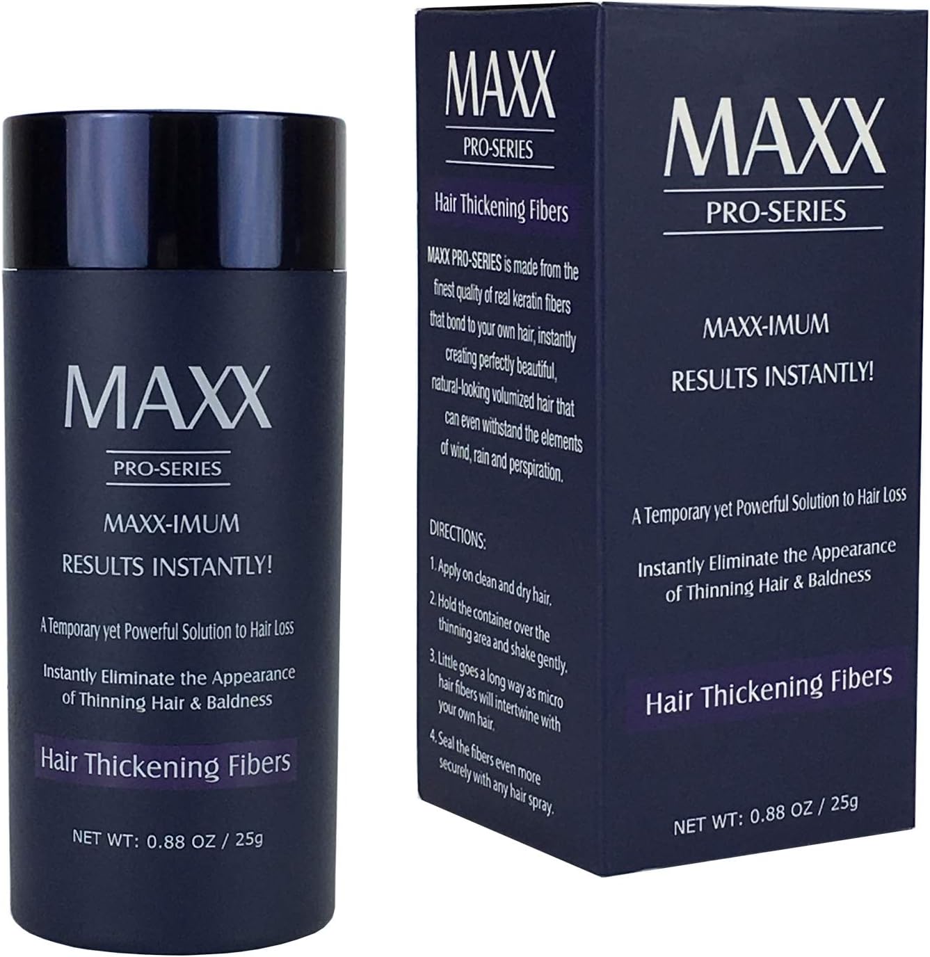 Volumizing Hair Fibers with real Keratin for Thinning Hair/Hair Loss โ Dermatologist Tested and Certified Hypoallergenic - 60 days + supply - Multiple Colors Available (Black)