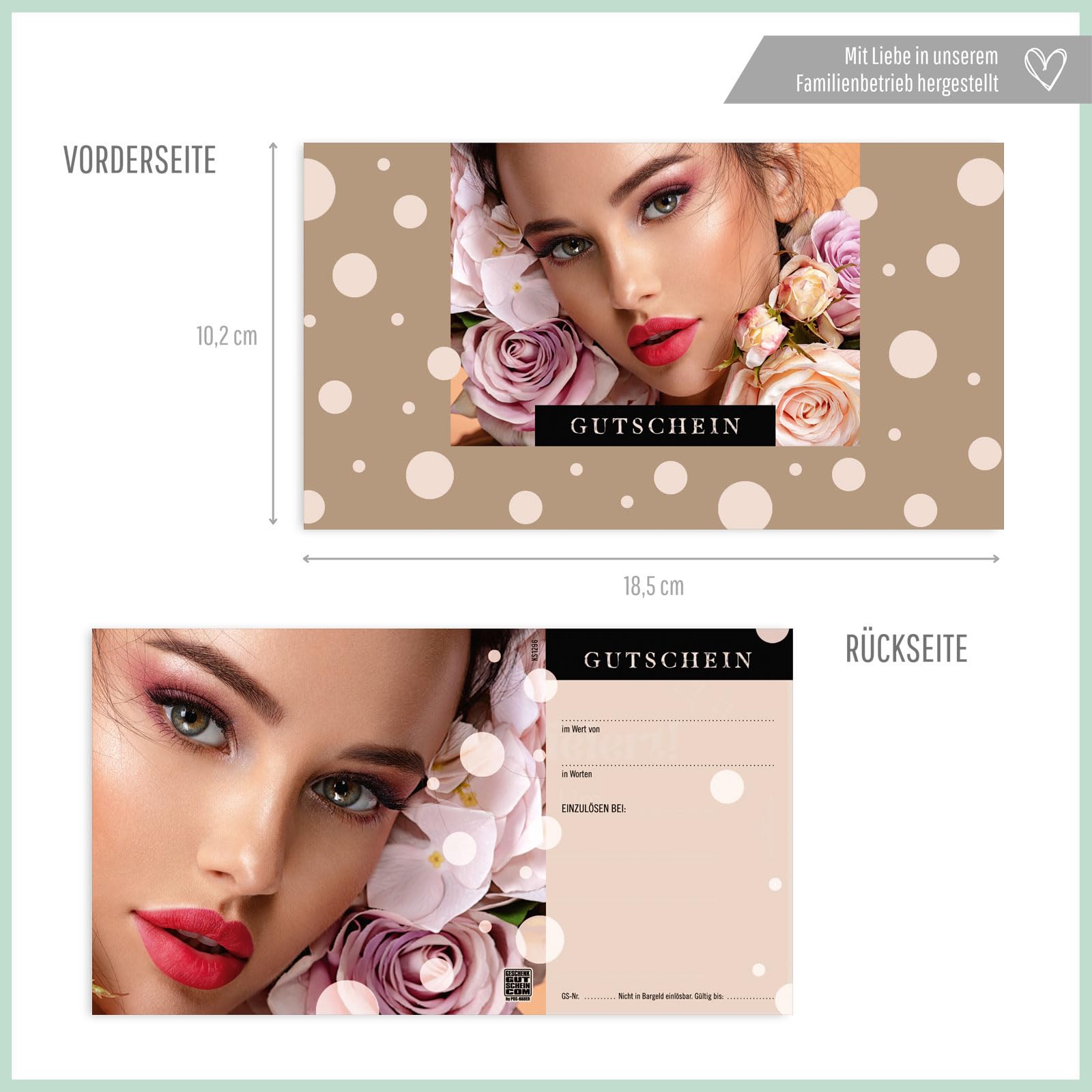 GESCHENKGUTSCHEINcom - 100 Geschenkgutscheine mit Kuvert für Kosmetik Kosmetikinstitute Wellness Beauty - Gutschein-Vordruck blanko KS1296-1-100