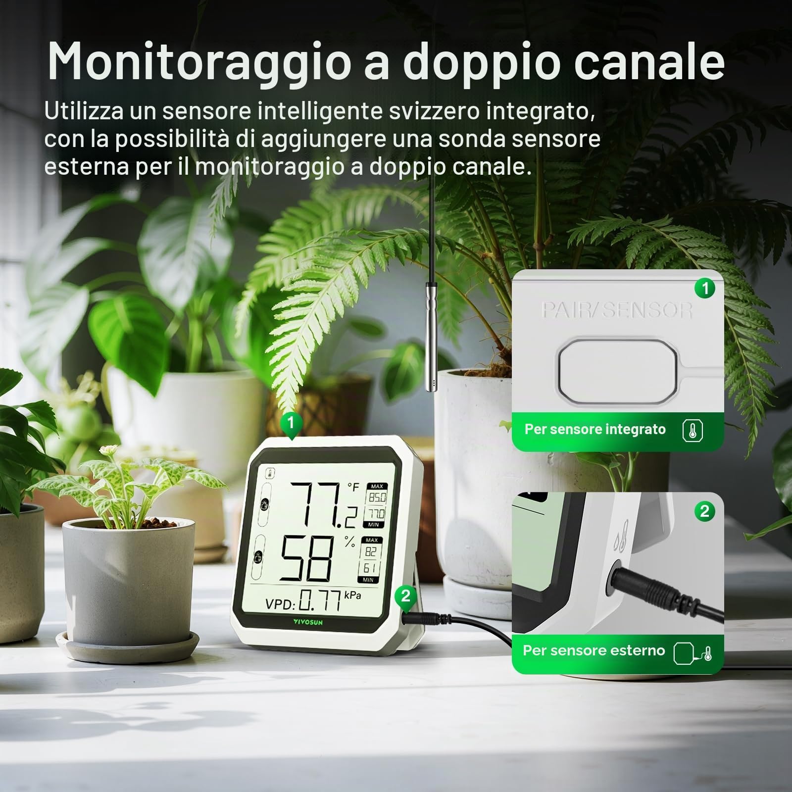 VIVOSUN AeroLab THB1S - Termometro Igrometro wireless Bluetooth per interni, VPD, Digital Temp Humidity Meter (termometro)