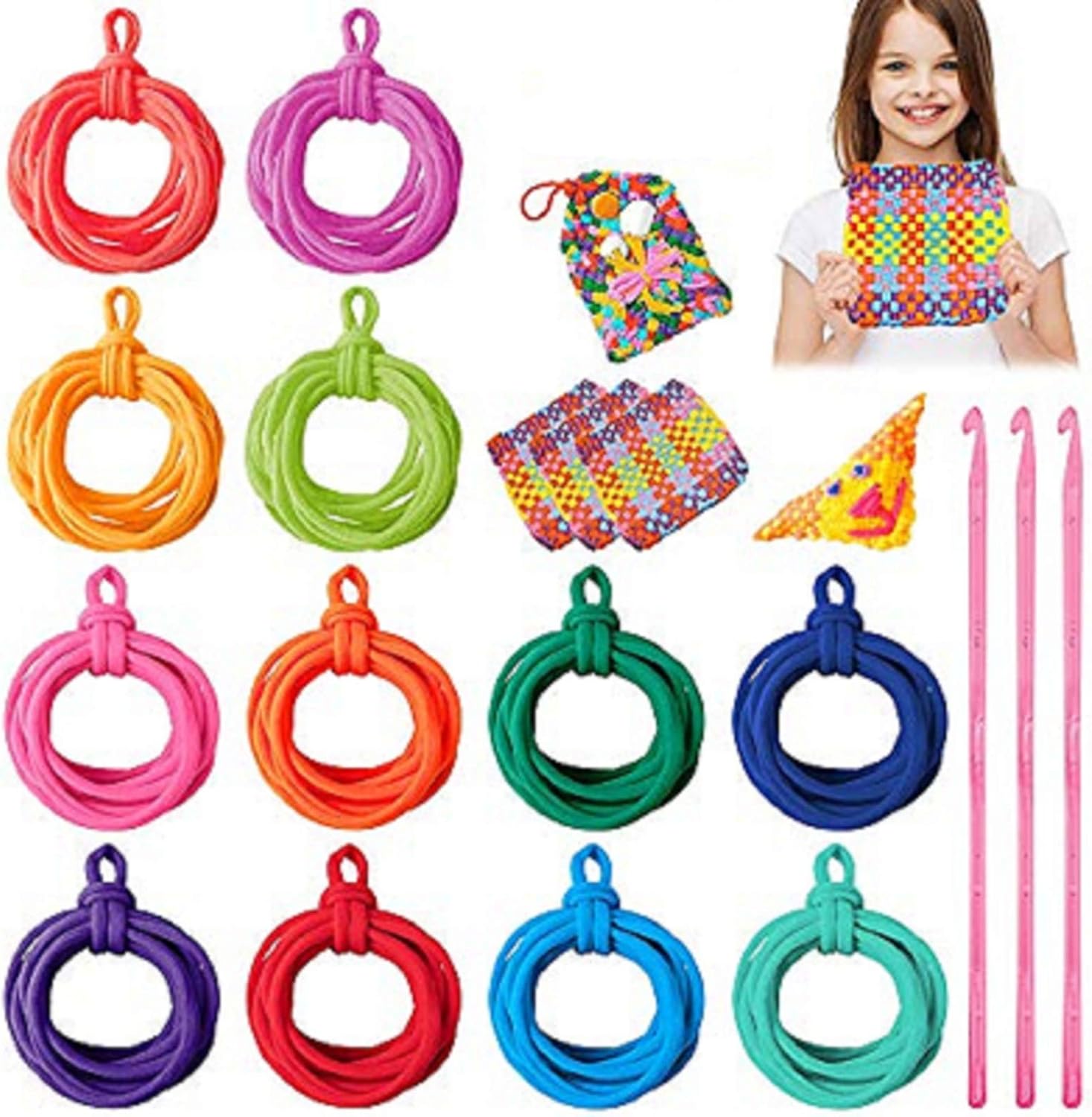 YiFei 192 Pieces Loom Potholder Loops Weaving Loom Loops 7 Inch Weaving Craft Loops