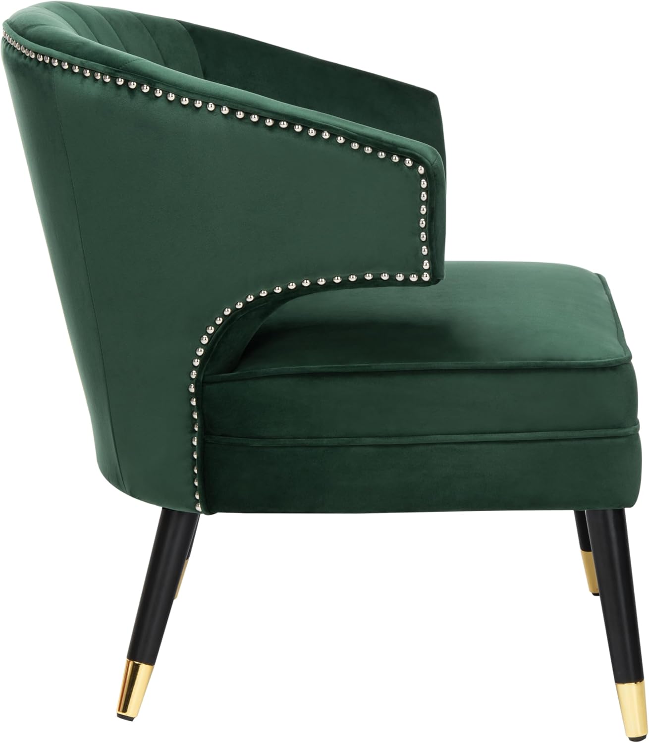 Safavieh Home Stazia Retro Glam Forest Green Velvet and Black Wingback Accent Chair