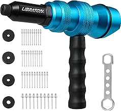 Libraton Rivet Gun Adapter, Rivet Gun Adapter for Electric Drill, Rivet Drill Attachment, for Cordless Electric Power Drill, with Handle, Easy Processing for Pop Rivets, 2.4mm 3.2mm 4.0mm 4.8mm