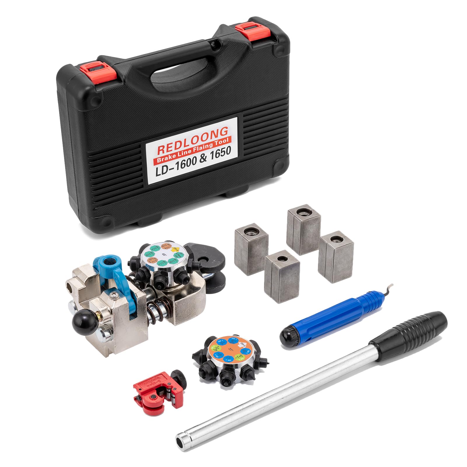 Professional Brake Line Flaring Tool Kit 45/37 Degree Set - Single, Bubble, and Double Flares for 3/16"–3/8", Brake Repair Brake Flaring Tools Brake Line and Tubing Flaring Tool