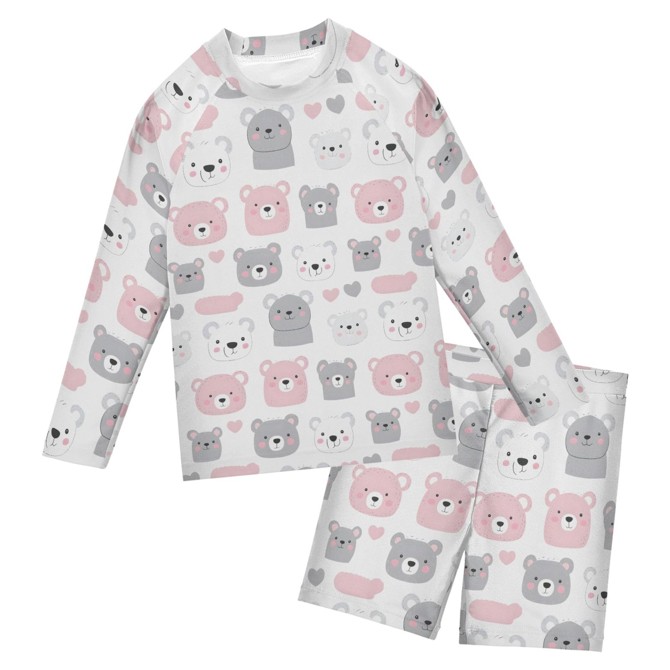Bear Animal Cute Baby Boys' Toddler Long Sleeved Rashguard Swim Bathing Suit Set B0403615