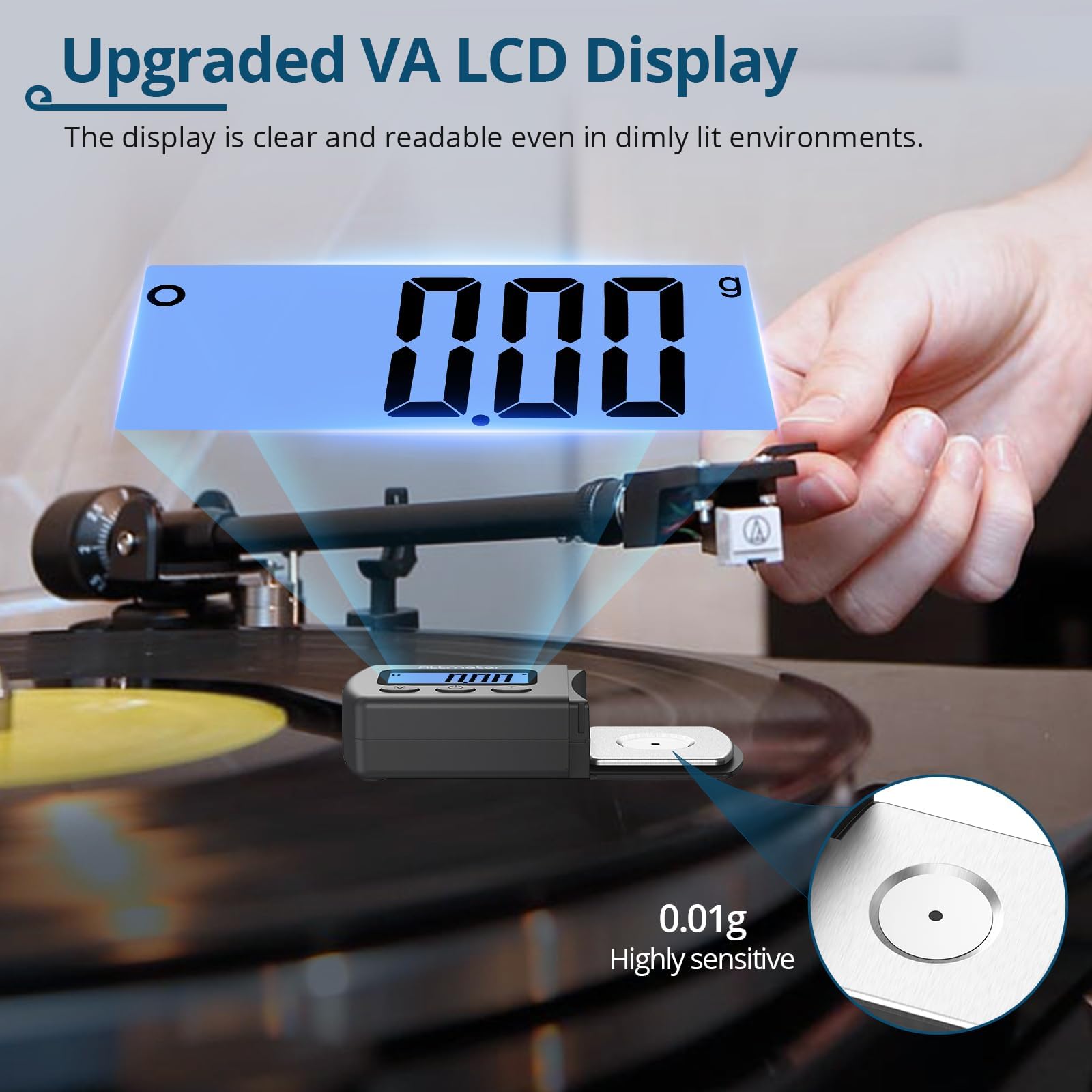ALLmeter High-Precision Digital Stylus Force Gauge for Turntable Setup, 0.01g Accuracy, VTA Ruler, Overhang Protractor - Image 2