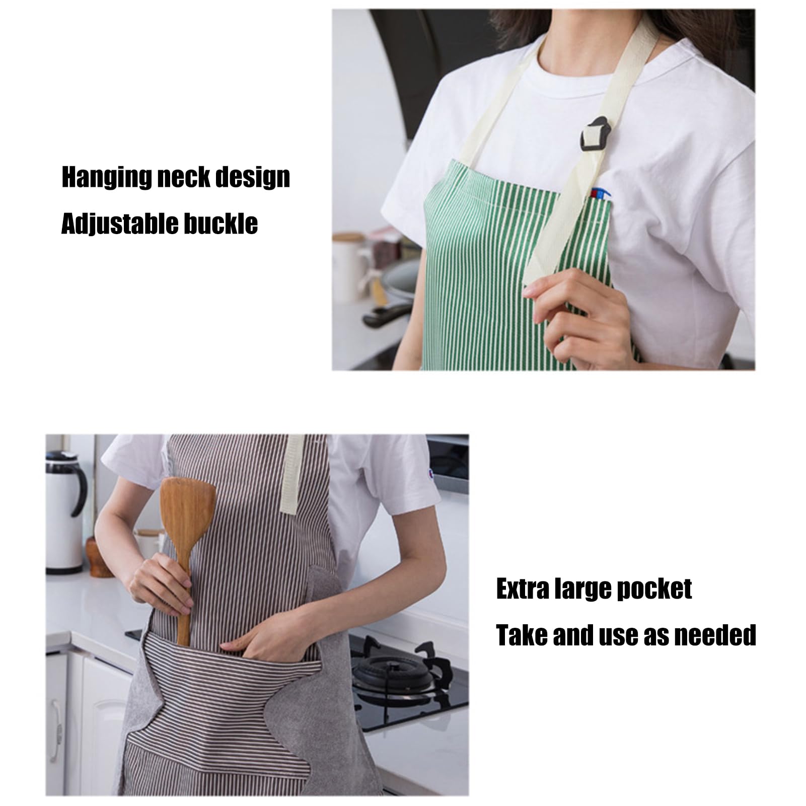 grembiuli da giardinaggio, grembiuli da lavoro, Grembiule da cucina da donna con asciugamani for la pulizia delle mani, tasca grande, for la pulizia delle mani, impermeabile 3 pezzi(Green,3pcs)