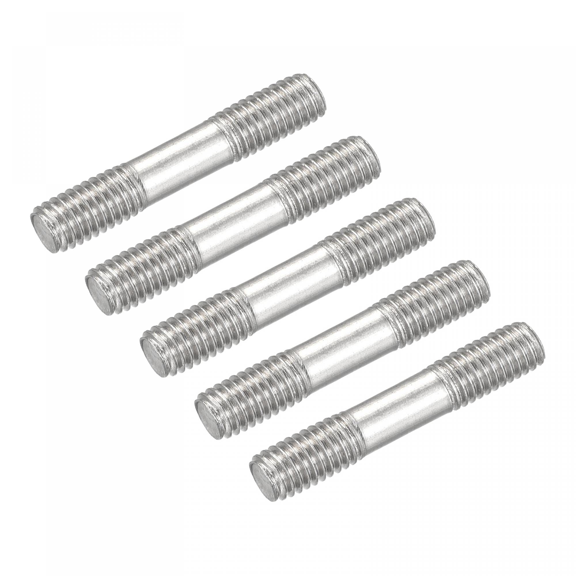 sourcing map Double Ended Stud Screws (M5 Thread 30mm Length) 5pcs, 304 Stainless Steel Dual Threaded Rod Bolts - for House Maintenance