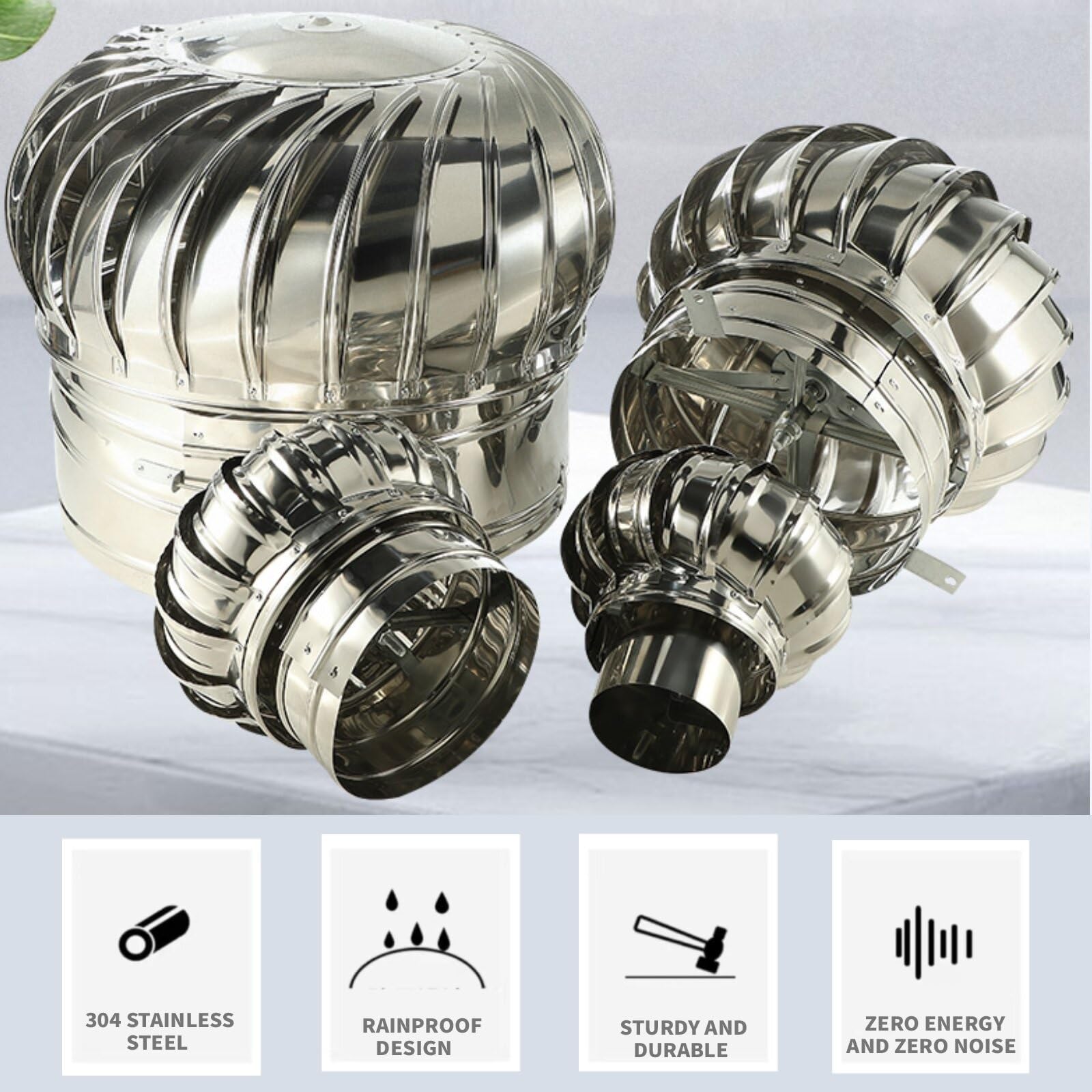 Kaminaufsatz Säurebeständigen Edelstahl Drehbarer Kugelaufsatz 110 150 160 200 250 300 350mm Schornsteinhaube Kamin Hut Lüftungsaufsatz(250mm/9.8in)