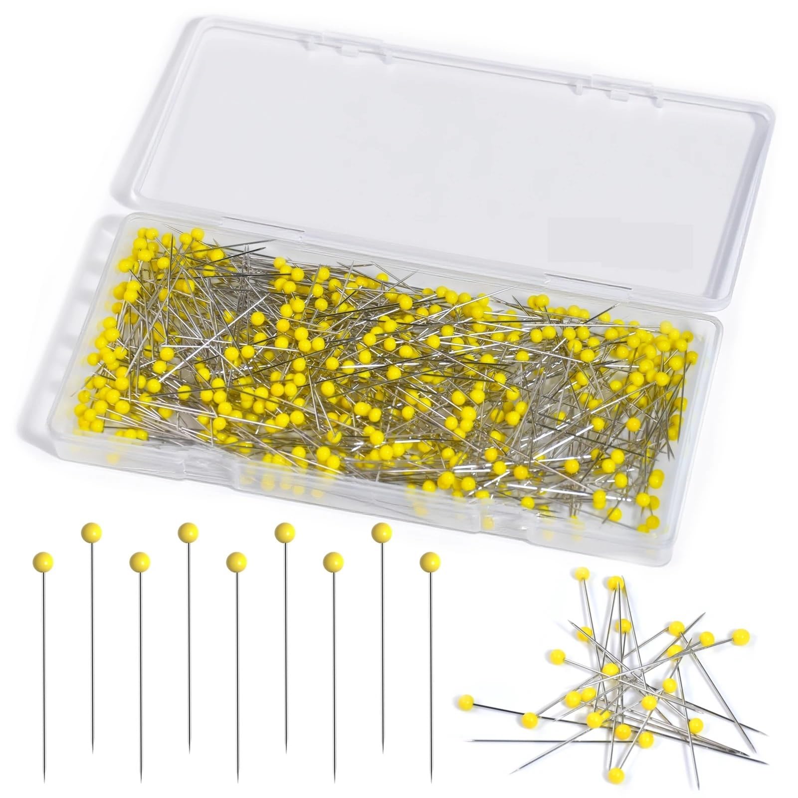 Sewing Pins 500Pcs Quilting Pins 1.75Inch Straight Round Head Needles Stitch Push Dressmaker For DIY Sewing Positioning