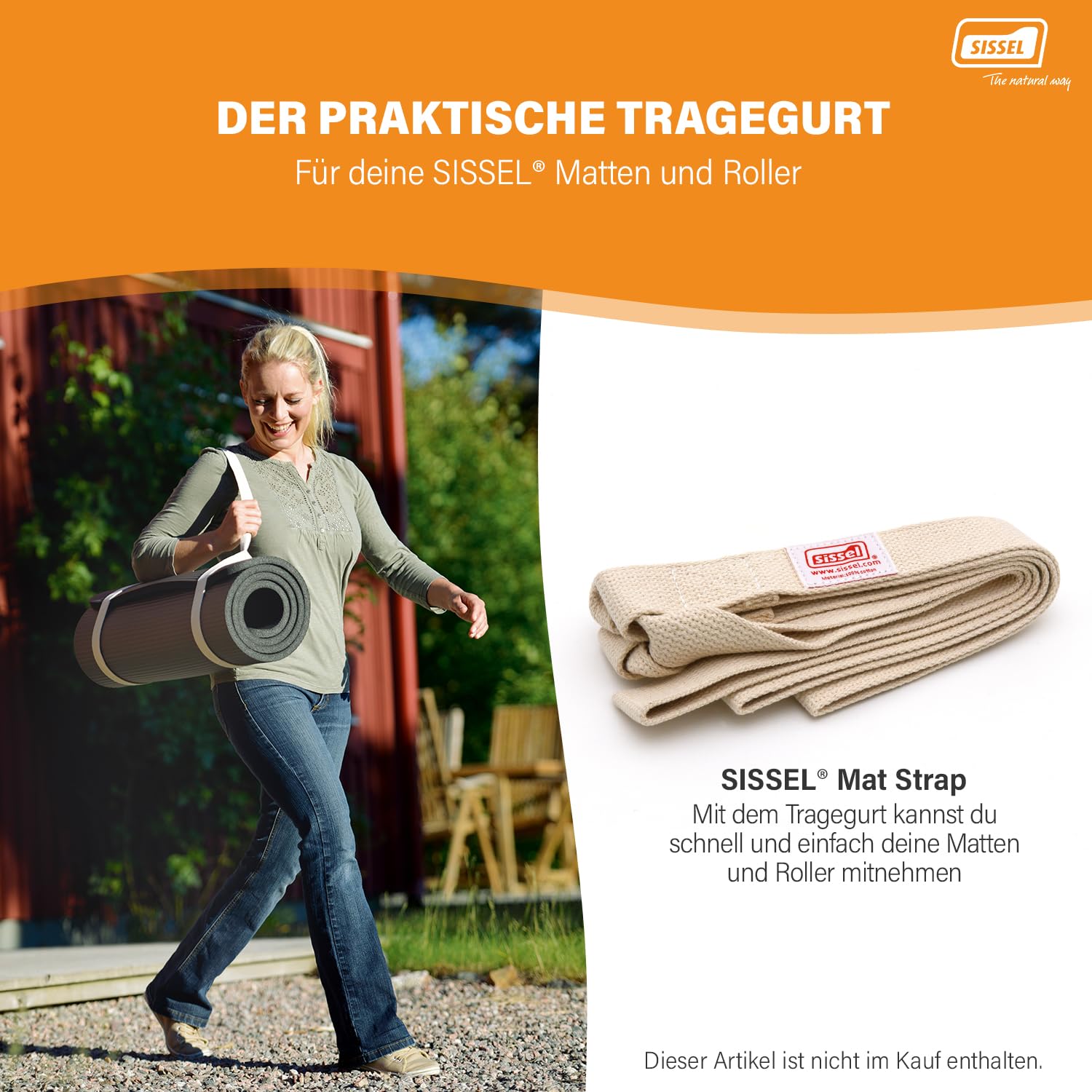SISSEL Gymnastikmatte 1,5 cm | Yogamatte rutschfest 180x60 cm | Komfortable Sportmatte mit Dämpfung | Turnmatte für Fitness & Yoga Training zuhause | Yoga Matte | Als Fitnessmatte geeignet