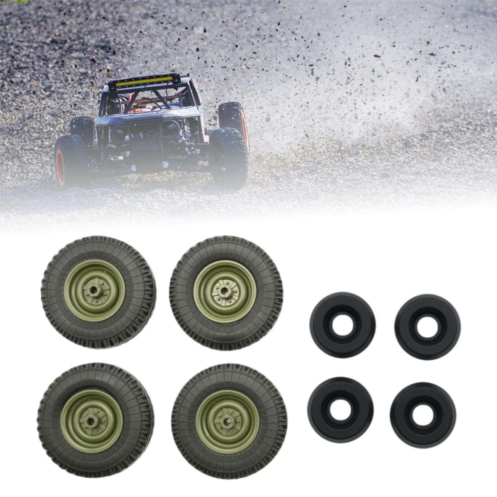 4 Ruote RC E Contrappeso, Accessorio di Aggiornamento per Camion RC C94 1/12, Veicoli Fuoristrada RC, Verde Nero