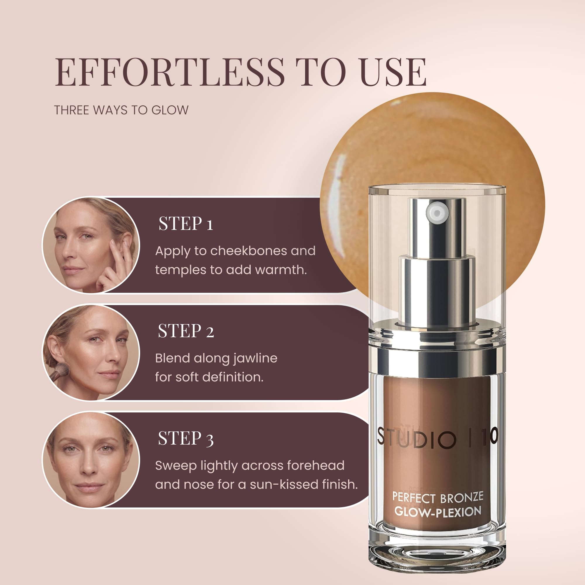 Studio10 Perfect Bronze Glow Plexion Face Bronzer und Highlighter für reife, trockene oder strukturierte Haut ohne schimmerndes Finish