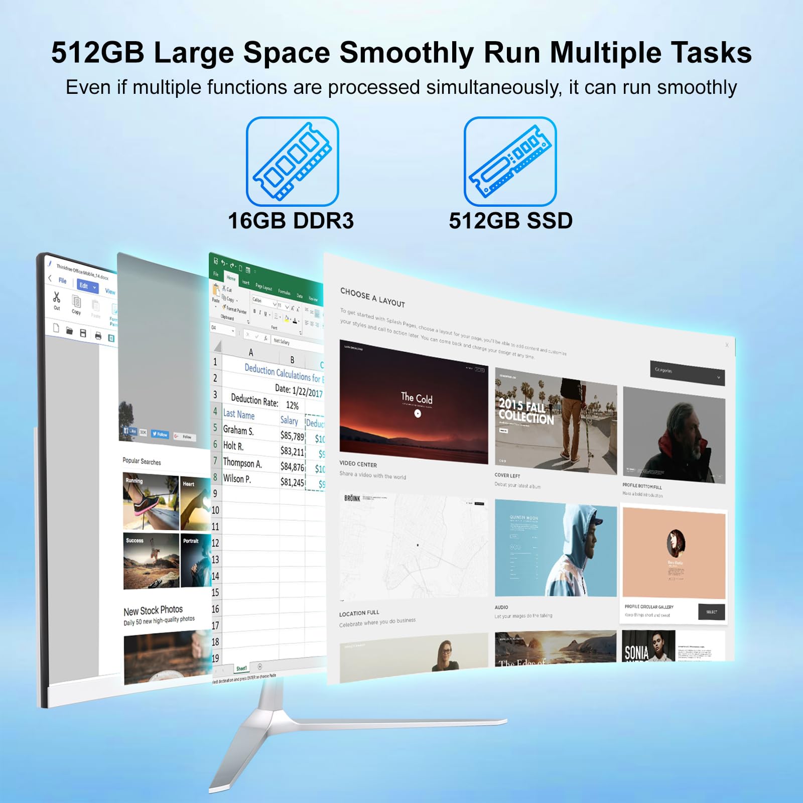 23.8" All-in-One Computer Curved Display White Minimalist Design for Work | 4 Cores Core i7 7700HQ(up to 3.8Ghz) 16GB RAM 512GB SSD Dual-Band WiFi Bluetooth 5.0 Complete with Wired Keyboard & Mouse image 4