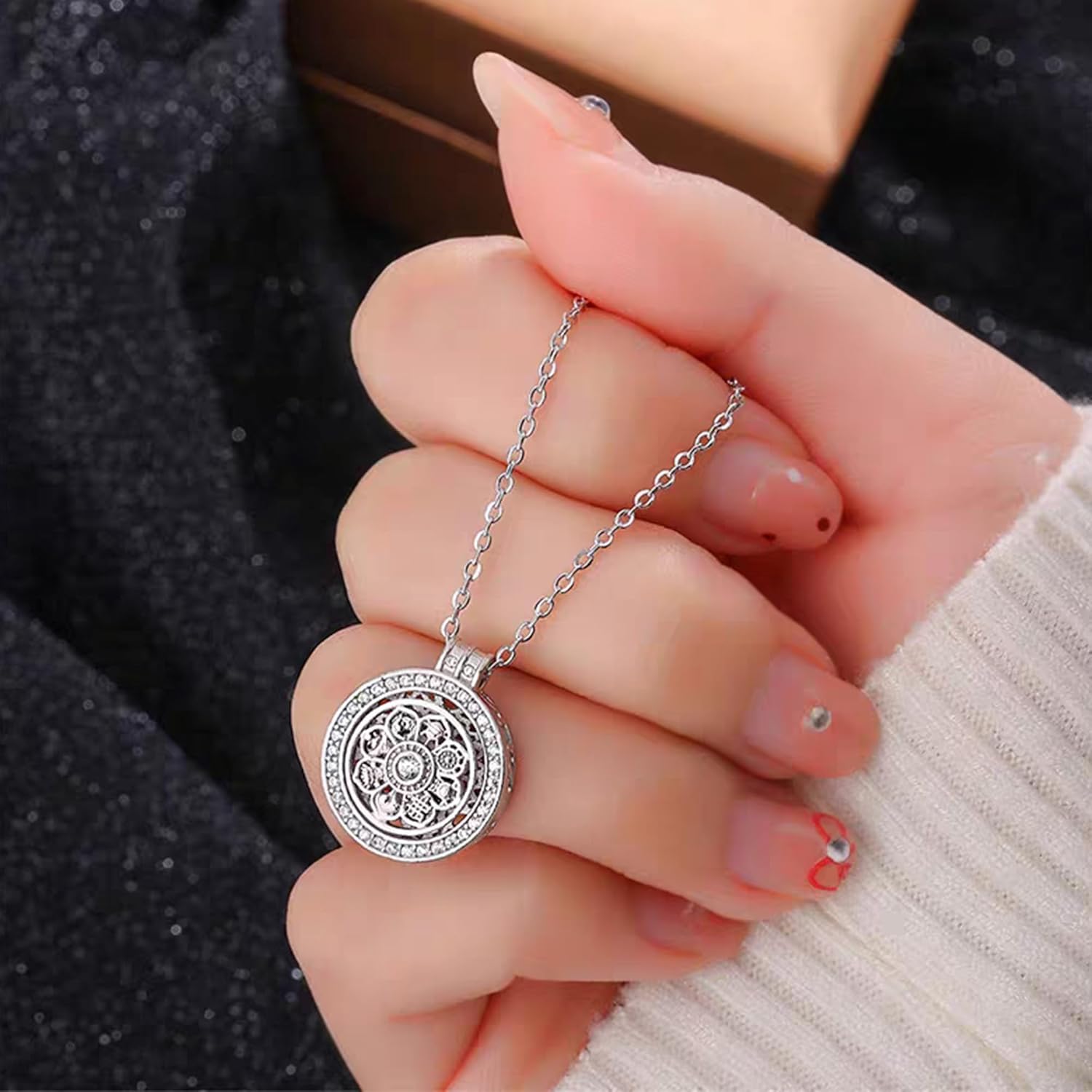 Sterling Silver Circle Necklace for Women - Rotating Circle Pendant Y Necklace, Fine Silver Necklace with Pendant, Gift for Her - Image 4